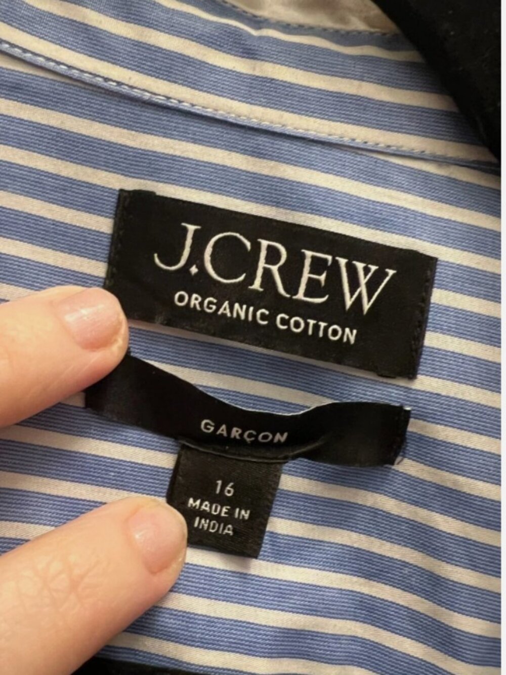 JCrew Cropped Garçon shirt with pearl buttons in stripe in 16 - Picture 3 of 4